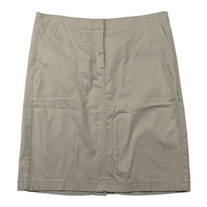 J.Jill Live In Chino Beige Khaki Straight Skirt Cotton Spandex Stretch 4 Missy